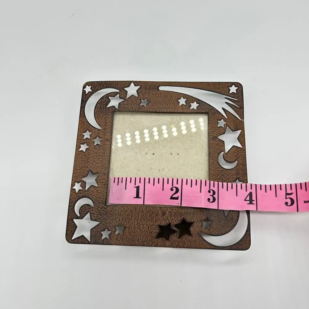 Vintage Moon Stars Photo Frame Y2K Brown Metal Celestial Boho Picture Home Decor